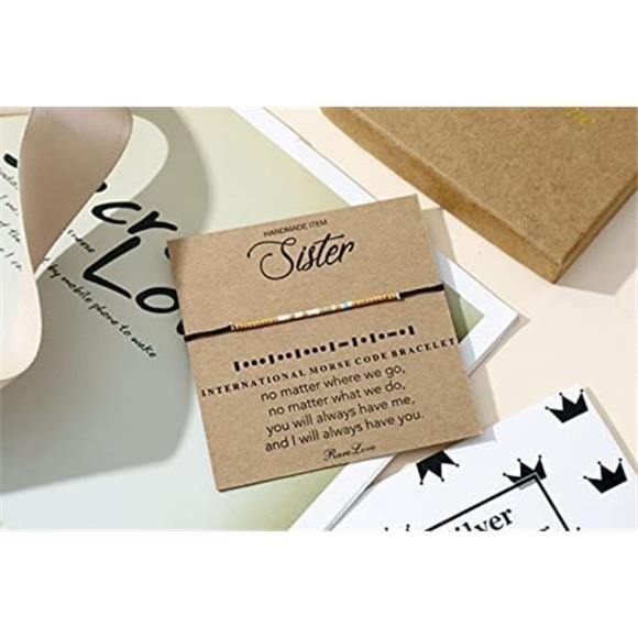 Sister Morse Code Beaded Bracelet Sister Birthday Gift from Sister Long Distance - Picture 3 of 7